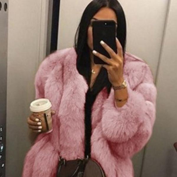 Fashion Women's Winter Luxury Faux Fur Coat Elegant Furry Thick Warm Jacket Fake Fur Party Cardigan Coat