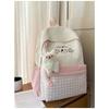 Japanese ins new high-value, fresh, sweet and cute cartoon plaid backpack, lightweight backpack for junior high school students