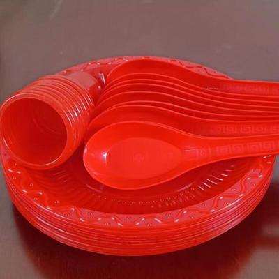 Einweggeschirr Rot PP 3-teiliges Set