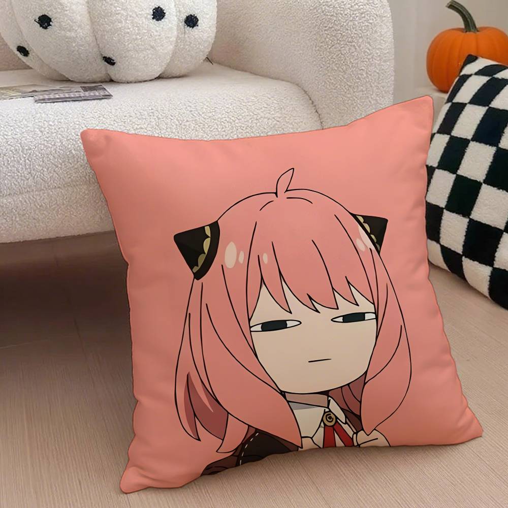 Anya Forger Pillow Case Anti-dustmite Pillowcase Invisible Zipper Silky Short Plush Sofa Cushion Cover