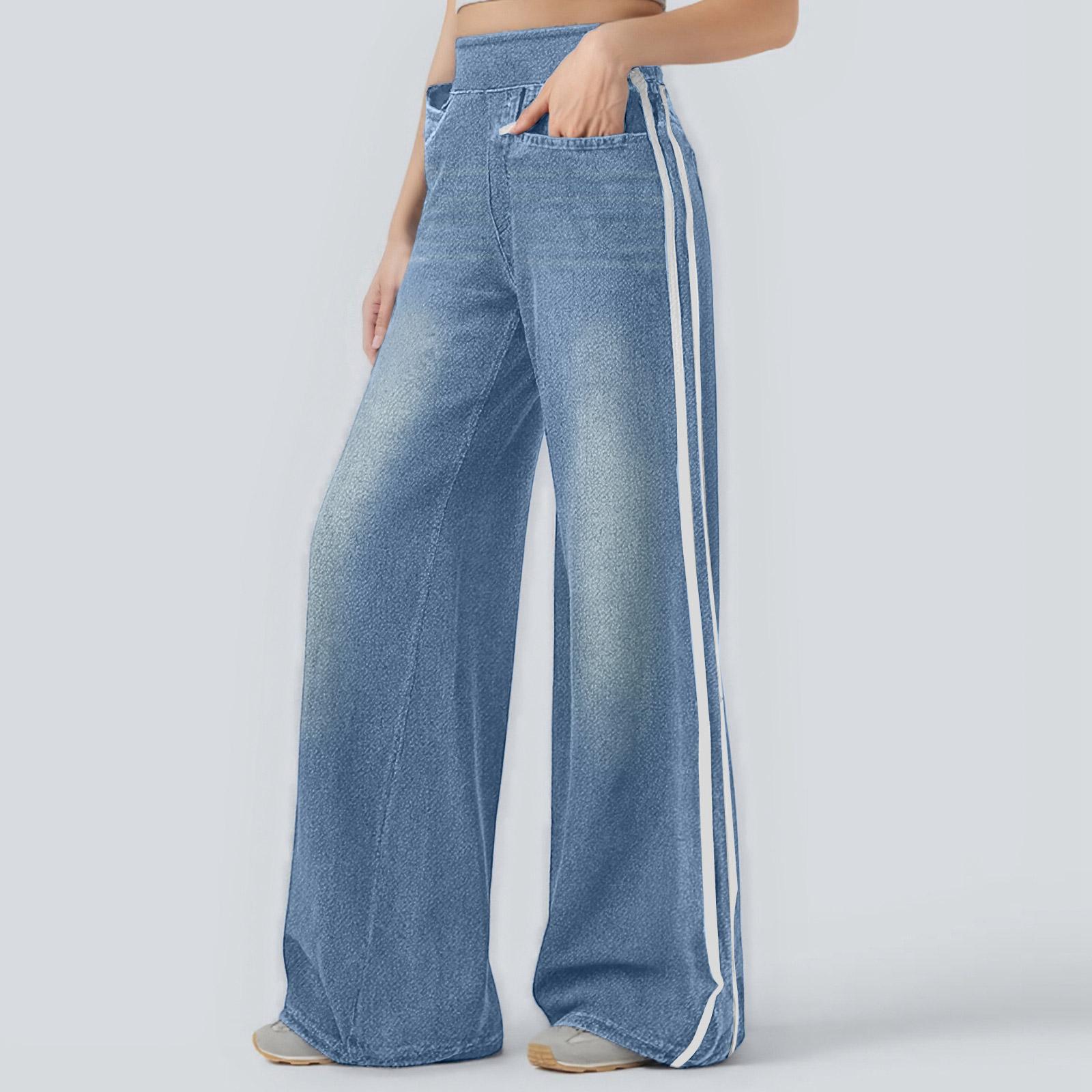 

Женские универсальные ретро джинсы с боковой полосой, вымытого синего цвета, в стиле стритстайл S синий