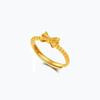 Gold-Plated Adjustable Brass Bow Ring - Simple Women's Style