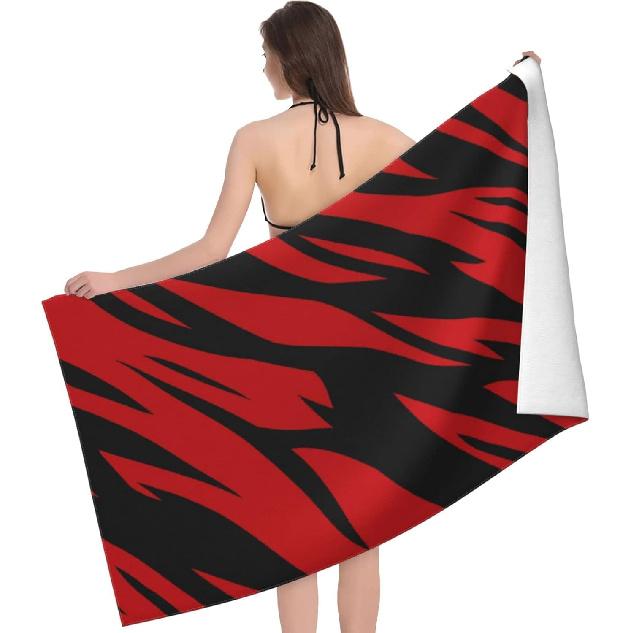 Paski Tygrysa czerwone i czarne Ręczniki plażowe Duże Miękkie Bardzo chłonne Szybkoschnące Ręczniki kąpielowe Ręczniki basenowe Ręczniki plażowe podróżne dla dzieci i dorosłych