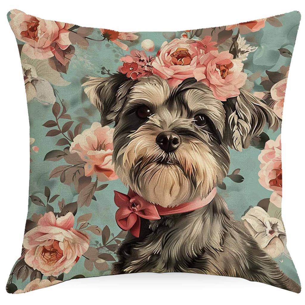Flower Dog Pillow Case Home Sofa Cushion Pillow Case