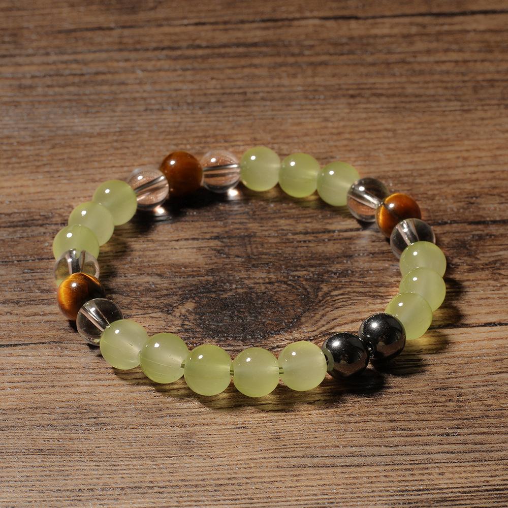 Prehnite Tiger Eye Clear Quartz Black Hematite Beaded Bracelet Fresh Fashion Jewelry For Men Women Daily Wear Gift