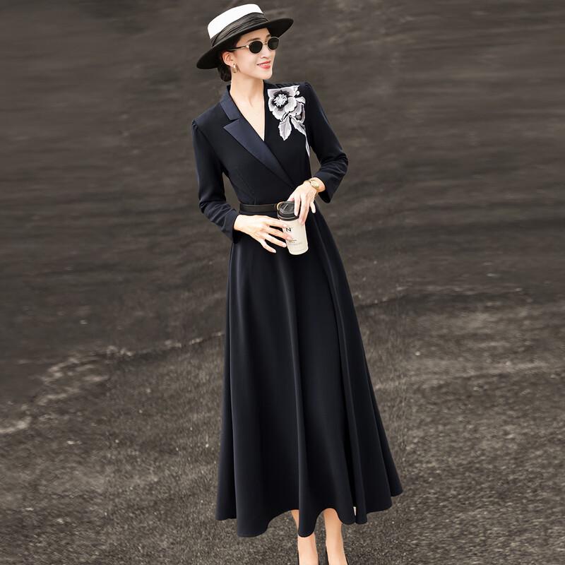 Elegant Embroidered A-Line Blazer Dress