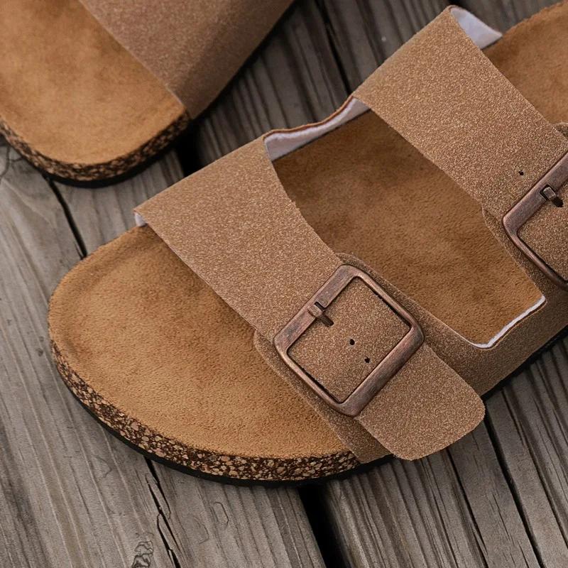 Women Open Toed Sandals - Cork Insole Adjustable Buckle Breathable and Comfortable Fashionable Men Skateboard - Fashion Slippers