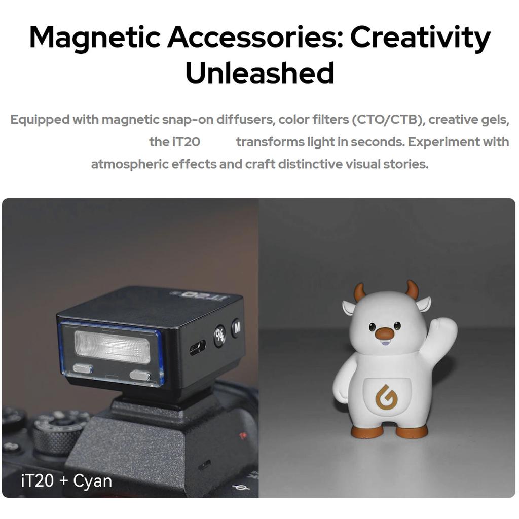 TTL Mini Camera Flash 1.5s Recycling 700 Flashes Built In Lithium Battery with Magnetic Diffuser Filters Compatible