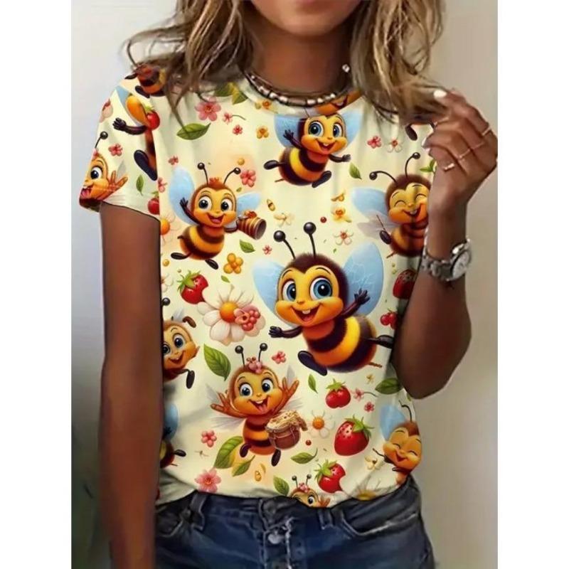 Outdoor Summer Womens Printed Tshirt Clothing Casual Fashion Short Sleeved Tshirt Round Neck 3d Tshirt Top