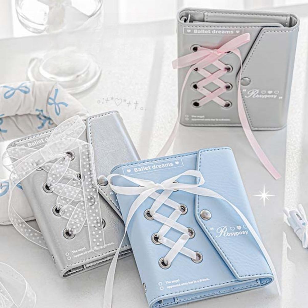 Sketchbook Balletcore Book PU Leahter Ribbon Notebook Note Paper Bow Pocket Book  Study