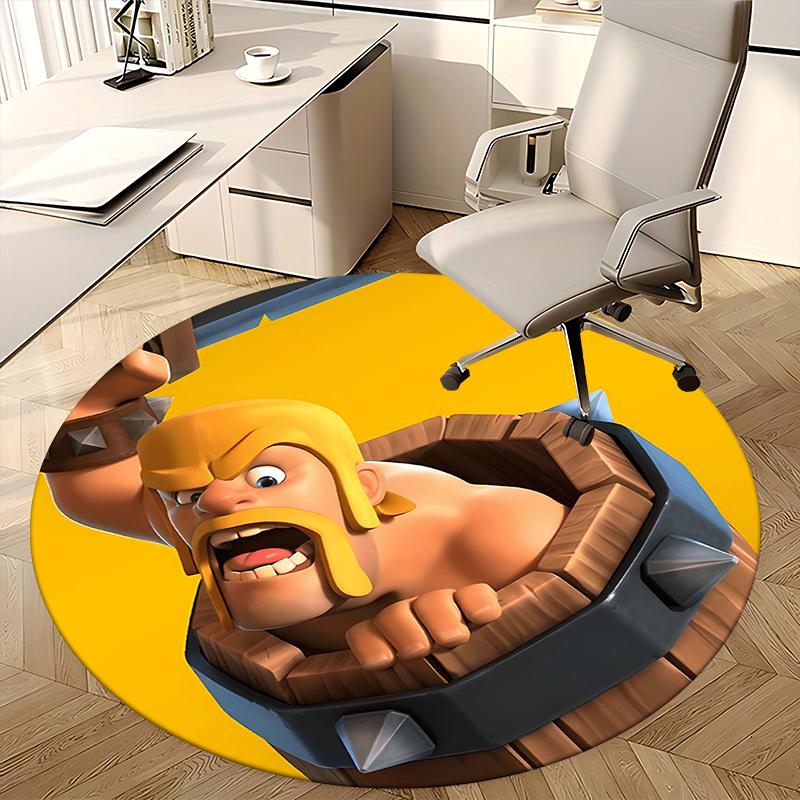 Clash Royale,Barbarian King Chair Mat Round Rug Office Carpet, Non Slip, Suitable for Living Rooms, Bedrooms Decor.1205007a