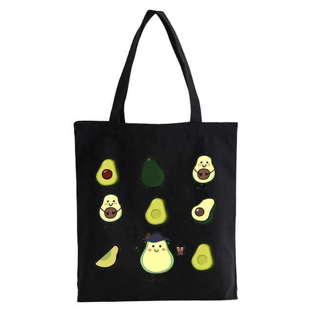 Cartoon avocado Print Canvas Shopping Tote Bag Reusable Women Shopper Bag Fashion Kawaii Female Eco Handbag