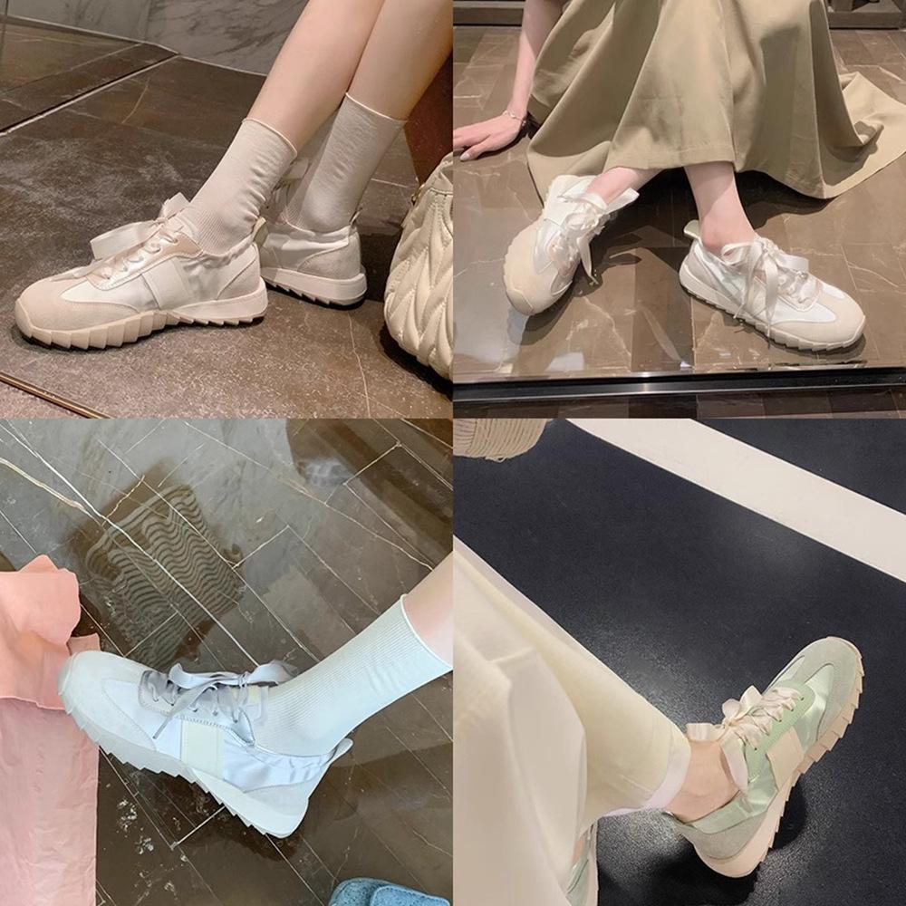 Grape Mom Studiolee Ballet Soft Sole Splicing Satin Versatile Sports Forrest Gump Casual Shoes Women's Summer