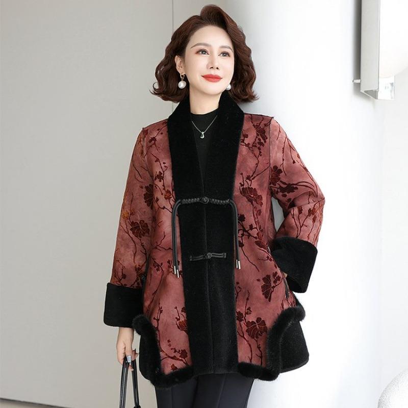 Mom Winter Fur Integrated Coat Middle Elderly Noble New Imitation Mink Velvet Coat Grandma Winter Fur