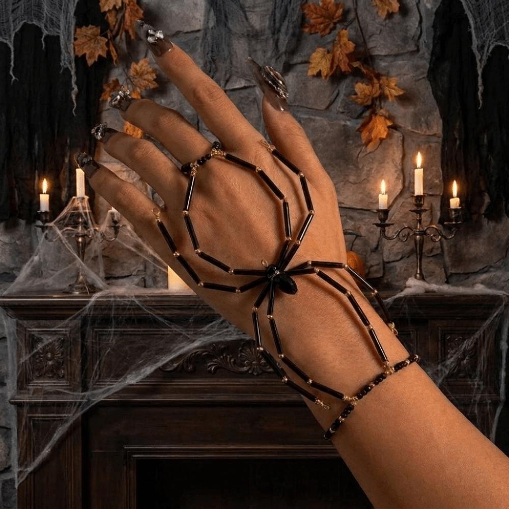 Dunkler Punk Halloween Armreif Elastische Halloween Handdekoration Lustige Spinne Stretch Armbänder Mädchen