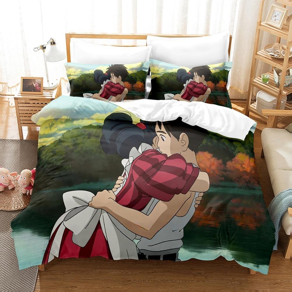 

The Boy And The Heron Bedding Set Single Twin Full Queen King Size Bed Set Adult Kid Bedroom Duvetcover Sets Bed Sheet Set EU single(135x200cm)