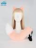 MORYTRADE Fox Cosplay Ears and Tail 2-Piece Set, Halloween Costume, Fox Kemonomimi, Pink