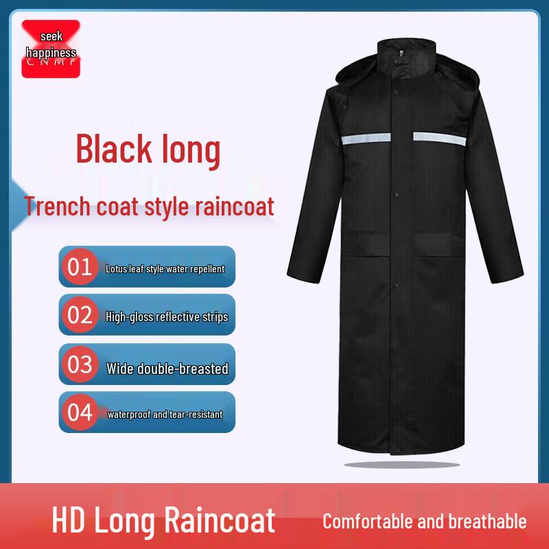 Moufou Long Trench Coat Style Raincoat
