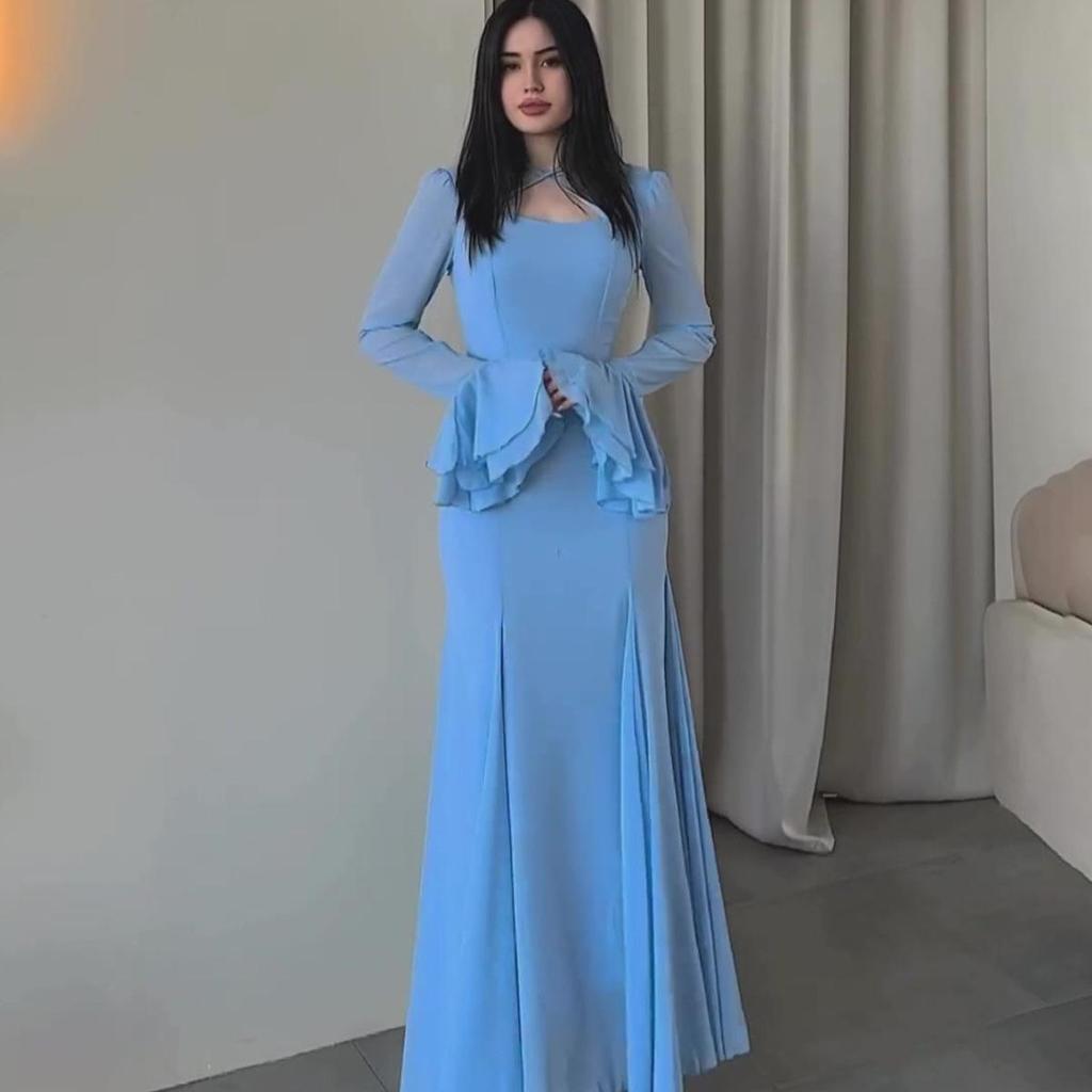 2024 Autumn Cross-border Elegant Chiffon Ruffle Tie-up Slimming Dress