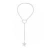 European and American Hip-hop Star-shaped Pendant Long Necklace, Creative Hollow Heart Necklace for Women