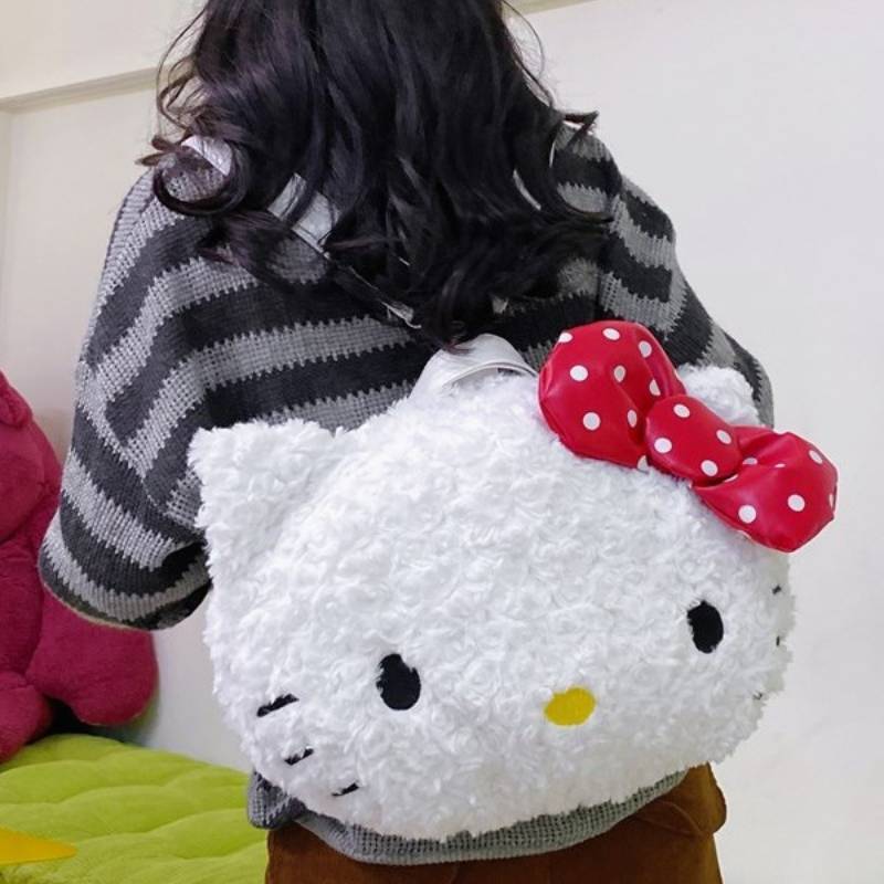 My Melody Girls Plush Backpack With Large Capacity For School And Daily Use