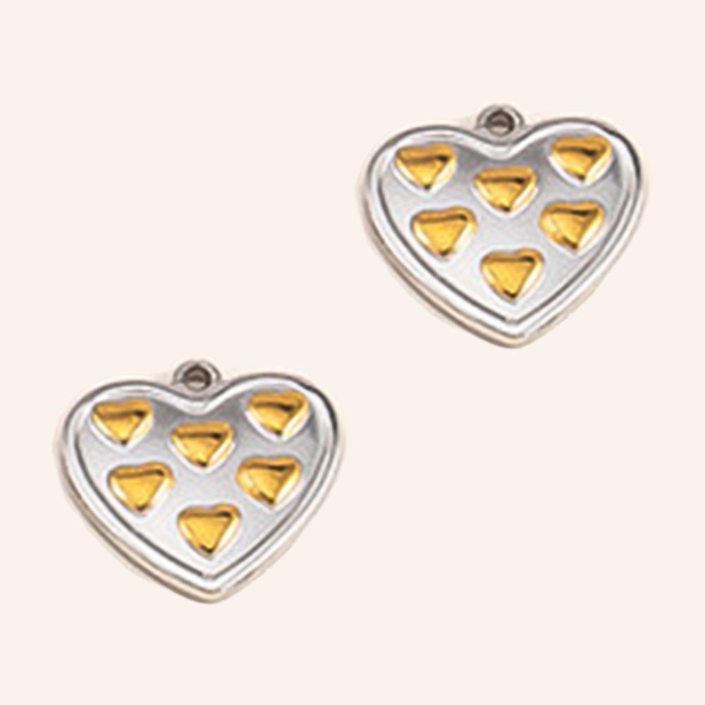 2pcs Stainless Steel Irregular Red Enamel Round Heart Star Design Pendant Necklace Earring Heart Charms Craft Jewelry Findings