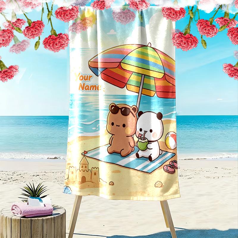 Name Custom Bubu y Dudu Print Beach Towel, Large Soft Quick Dry Towel for Beach Camping Swimming
