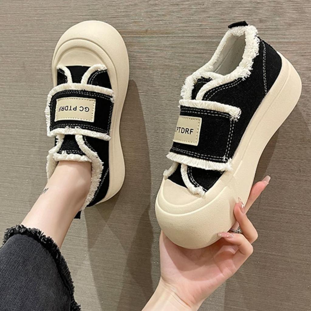 Women Footwear Pink Kawaii Ladies Shoes High On Platform Round Toe Cute Canvas Urban 39 With Stylish New In Cotton Luxury
