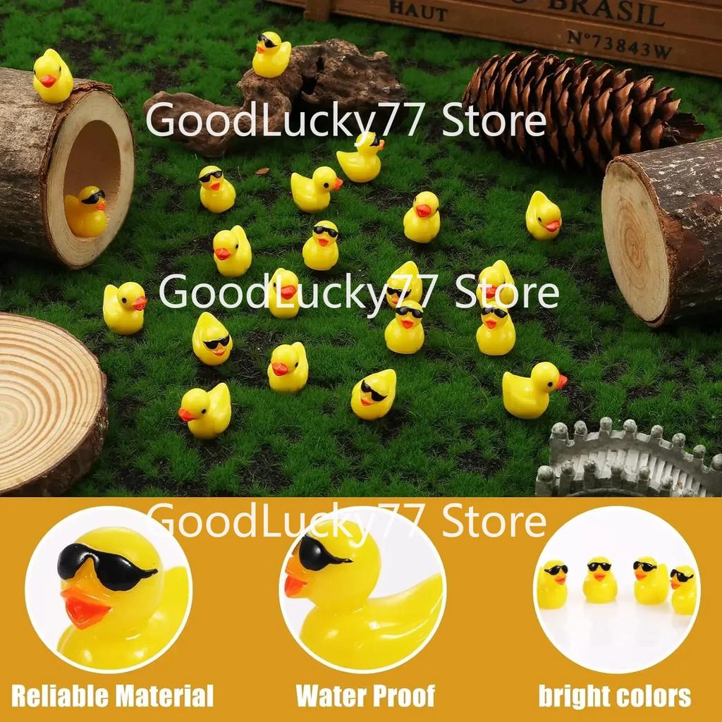 200/100/50 Stück Mini-Harz-Enten mit Sonnenbrille Niedliche winzige Harz-Enten Mikro-Figuren Spielzeug zur Dekoration DIY Puppenhaus Landschaftsdekoration