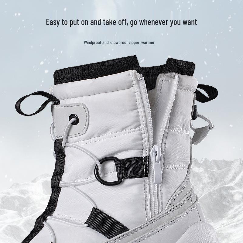 Unisex Snow Boots with Fleece Lining, Women's Cold-Resistant Travel Shoes, Non-Slip Waterproof Men's Footwear