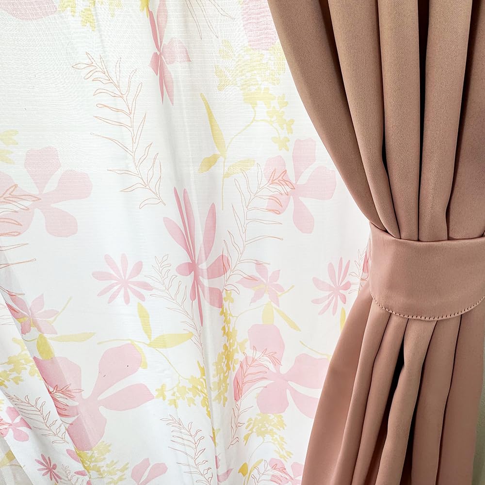 ARIE Blackout Curtains, Set of 4 (Male (Pink), Width 100cm, Length 178cm)
