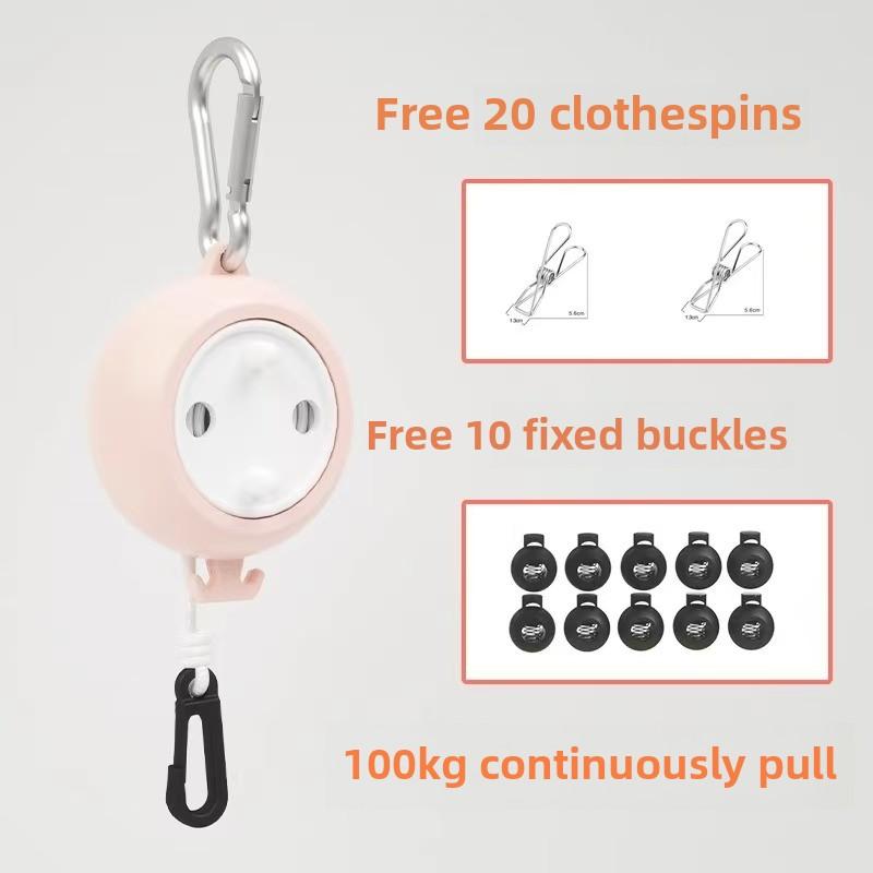 

1 шт. Портативная выдвижная бельевая веревка для улицы, для путешествий, кемпинга, отеля, ветрозащитная, противоскользящая, 10 м, вешалка для белья, веревка для сушки, аксессуары розовый