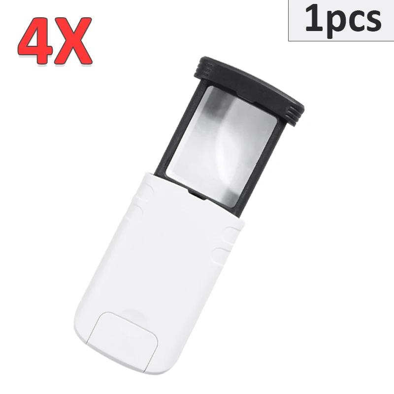 Pull-Out Pocket Magnifier 4X Reading Magnifying Glass With LED Light Illuminated Magnifiers For Reading Jeweler Identification