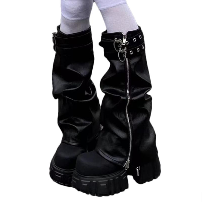 Fashion Designer Women's High Boots Platform Knee High Heeled Shoes Winter 2025 Goth Motorcycle Boots New Walking Chelsea Mujer Botas