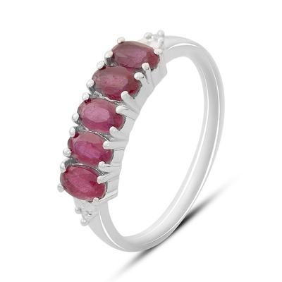 Silver Ring with Natural Ruby 1.672ct, Cubic Zirconia, Weight of the Product 2.44 G (2165682)