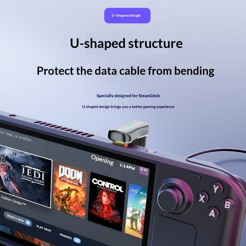 1 Stück Typ C Stecker auf Buchse 20 Gbit/s PD 140W Schnellladekonverter 180 Grad Winkel USB-C-Adapter für Steam Deck Zubehör