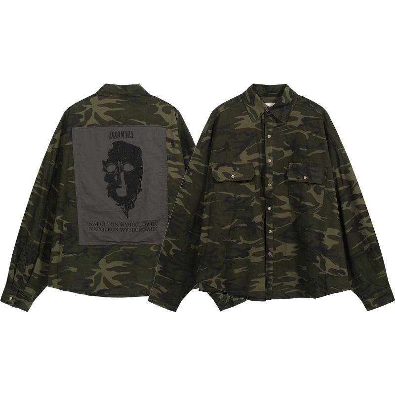 

Вулична сорочка кежуал у клітинку камуфляжного забарвлення з ефектом прання та потертостей для чоловіків та жінок Size 2 камуфляжний