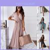 Wrap V Women Neck Polka Dot Long Maxi Dress Ladies Summer Holiday Beach Sundress