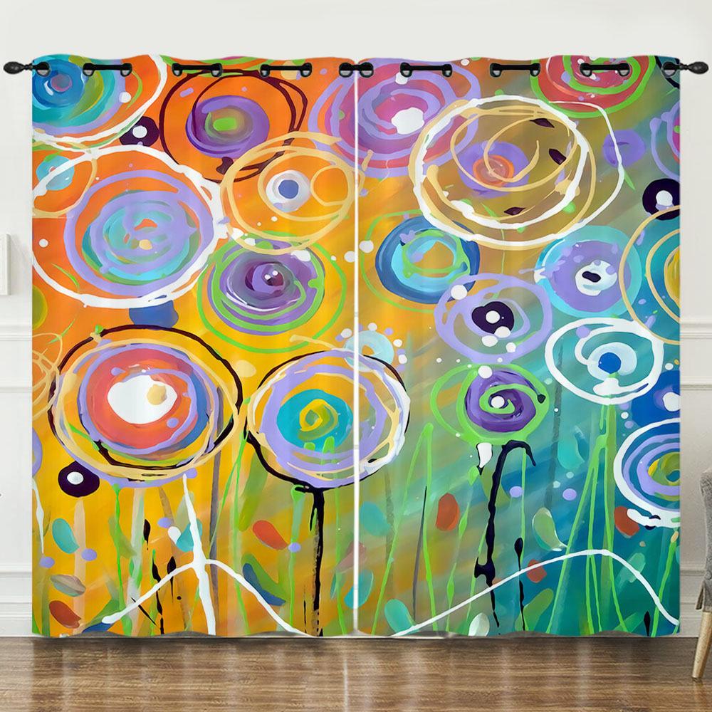 Vorhang Graffiti Blumen Und Pflanzen 3D Digitaldruck Verdunkelungsvorhang Ösen