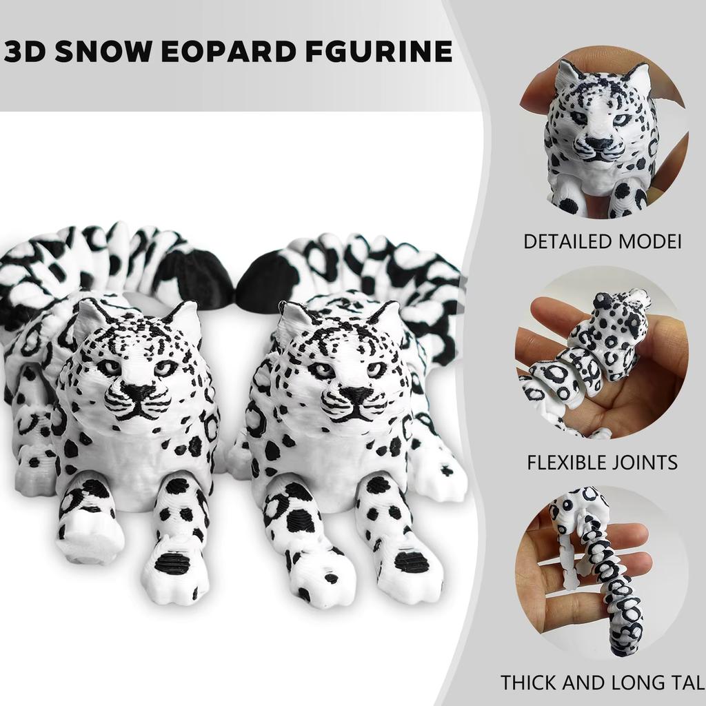 1/2 Piece Set of Leopard Pattern 3D Ornaments, Realistic Snow Leopard Figurines, Decorative Animal Models, Black and White Snow Leopard, Un