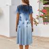 Women's Casual Fashion Round Neck Short Sleeve Print Midi Dress