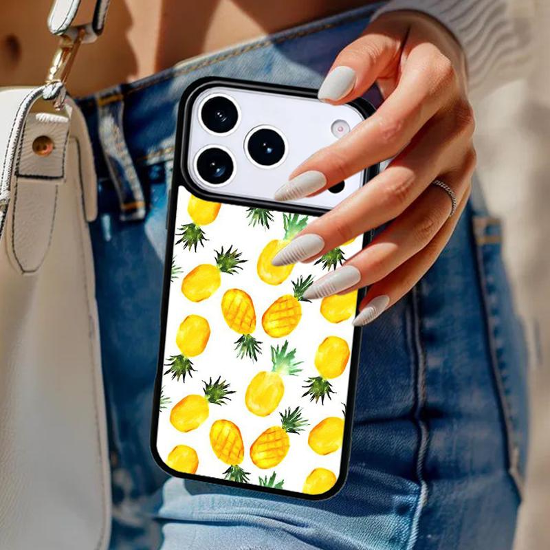 Watercolor Palm Leaves PINEAPPLE Phone Case For iPhone 17 Air 14 15 13 12 Max Cover For Apple 16e 11 Pro Max Plus Coque