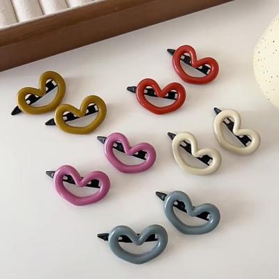 Korean Cute Candy Color Heart Duckbill Hair Clips for Bangs