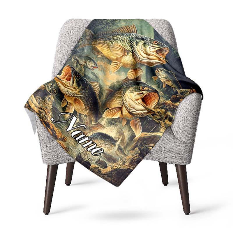 Fish Jump Out Customize Your Name Blanket Used For Chair Office Sofa Bed Camping Soft And Warm Giving Friends And Relatives Birthday Graduation Gift