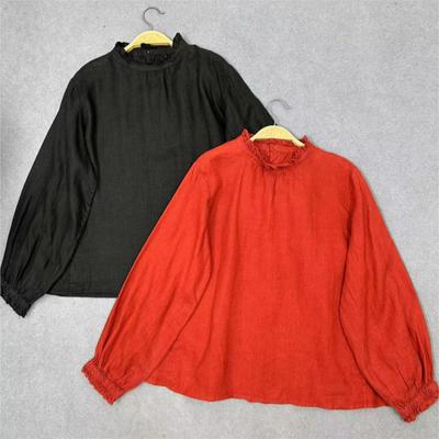 Lässiger Ohrenkragen Einreiher Langarmshirt Herbst Japanisch Locker Vielseitig Einfach Damen Oberteile