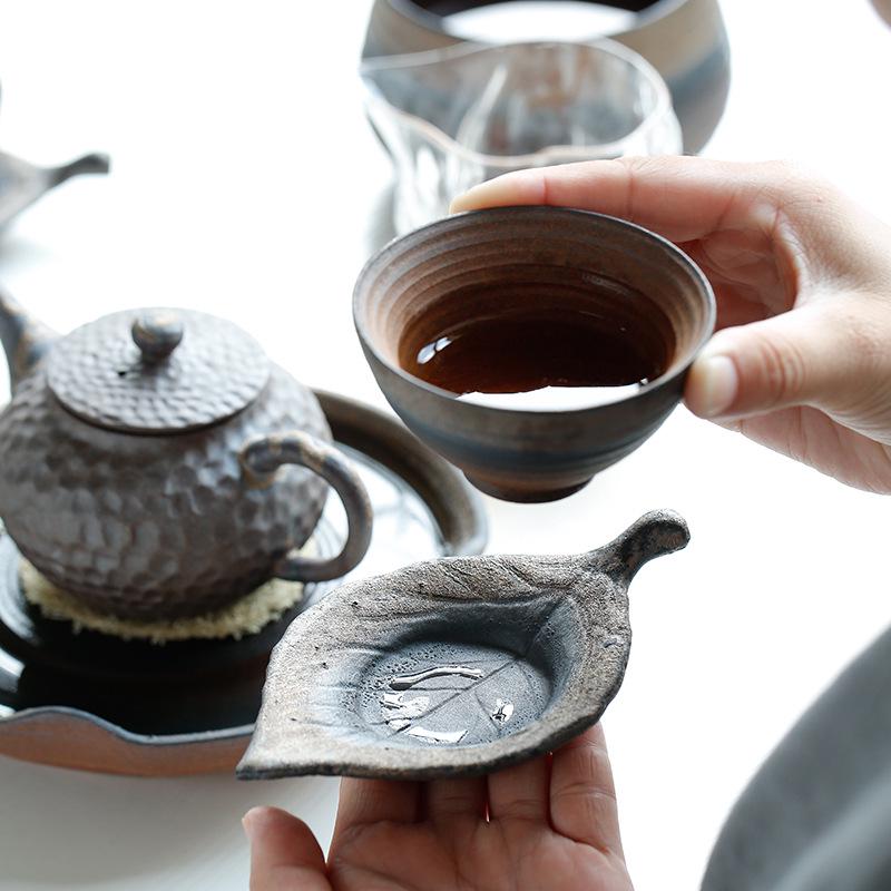 Handmade Japanese Ceramic Coaster - Retro Style Heat Insulation Pad for Tea Ceremony