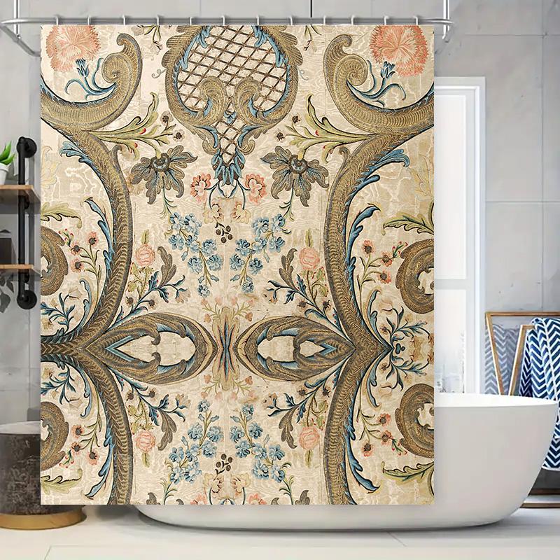 

Classic Floral Shower Curtain Damask Print Bathroom Decor For Home Decoration In Bathrooms Kitchens W60H190(CM)-1 Pcs