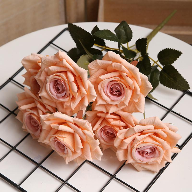 Artificial Rose Bouquet With Colored Silk Flower For Wedding And Home Decor