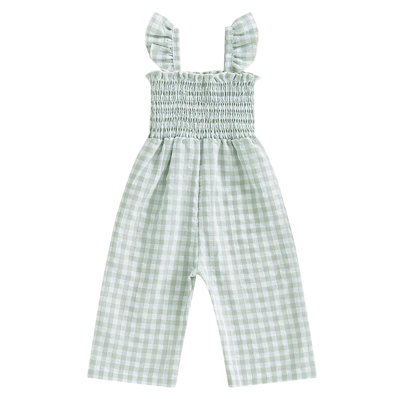 Kids Girl Overalls Clothes Infant Baby Kids Girl Sleeveless Plaid Print Romper Jumpsuit Playsuit Sunsuit Outfits Clothes