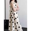 Light-colored Sleeves Cut, Shoulders Dug, Polka Dots Cotton and Linen Vest, Dress Forwomen,simple and generousKorean Atmosphere, Old Money Style Skirt